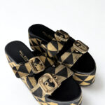 BLACK & GOLD PLATFORM SANDALS