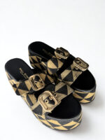 BLACK & GOLD PLATFORM SANDALS