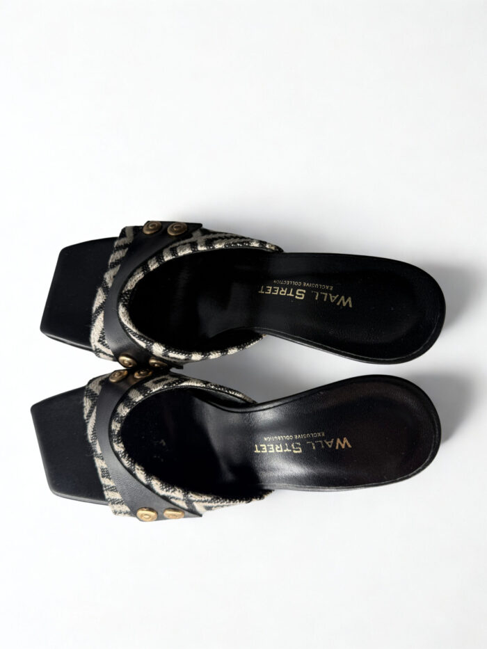 BLACK & WHITE HEEL MULES - Image 2