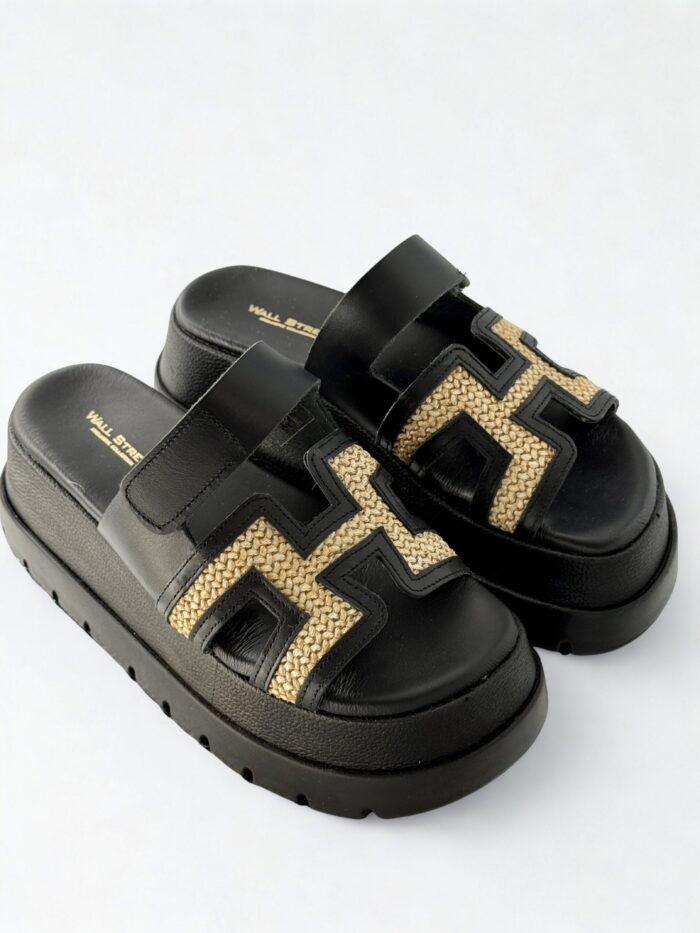 BLACK RAFFIA PLATFORMS - Image 1