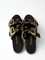 BLACK & GOLD PLATFORM SANDALS - Image 3