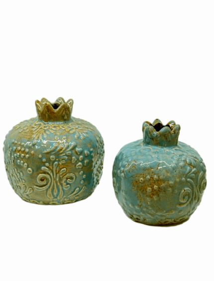 TURQUOISE CERAMIC POMEGRANATE
