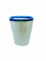 CERAMIC WATER GLASS – WHITE & BLUE