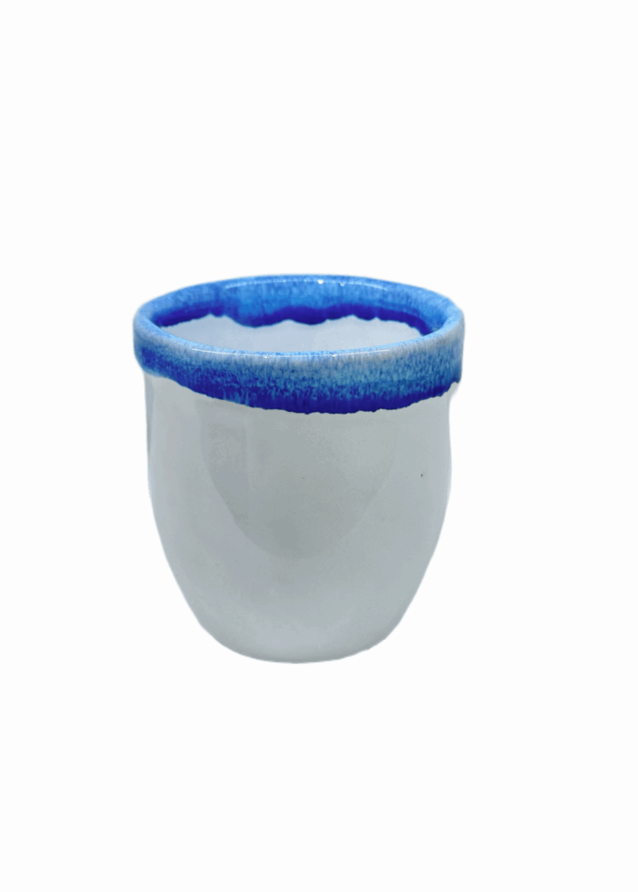 CERAMIC WINE GLASS - WHITE & BLUE - Image 1