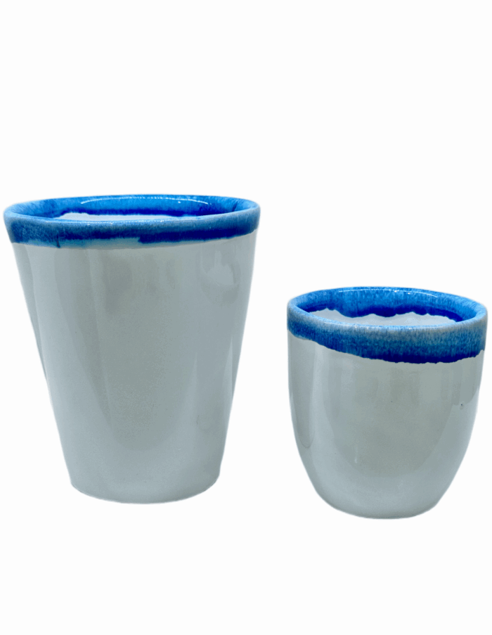 CERAMIC WATER GLASS – WHITE & BLUE - Image 2
