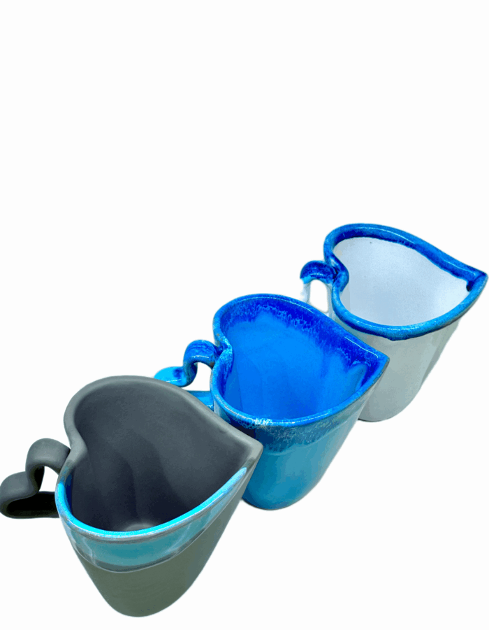 HEART CERAMIC MUG - GREY & BLUE - Image 5