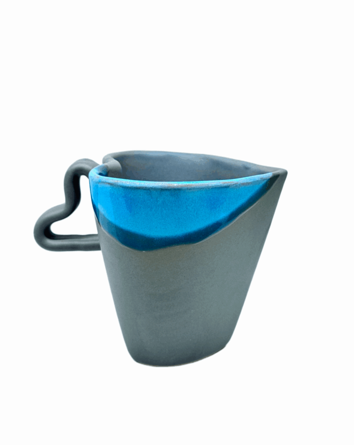 HEART CERAMIC MUG - GREY & BLUE - Image 1