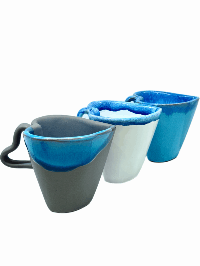 HEART CERAMIC SMALL  MUG - WHITE & BLUE - Image 5