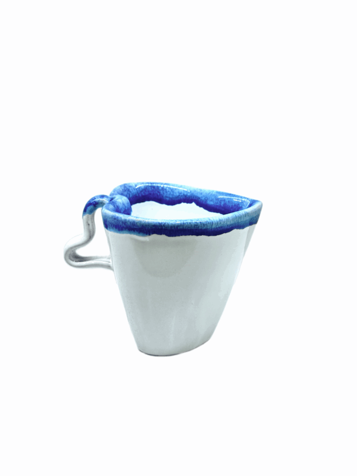 HEART CERAMIC SMALL  MUG - WHITE & BLUE - Image 1