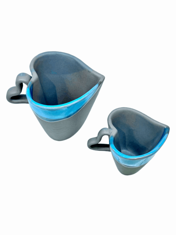 HEART CERAMIC MUG - GREY & BLUE - Image 2