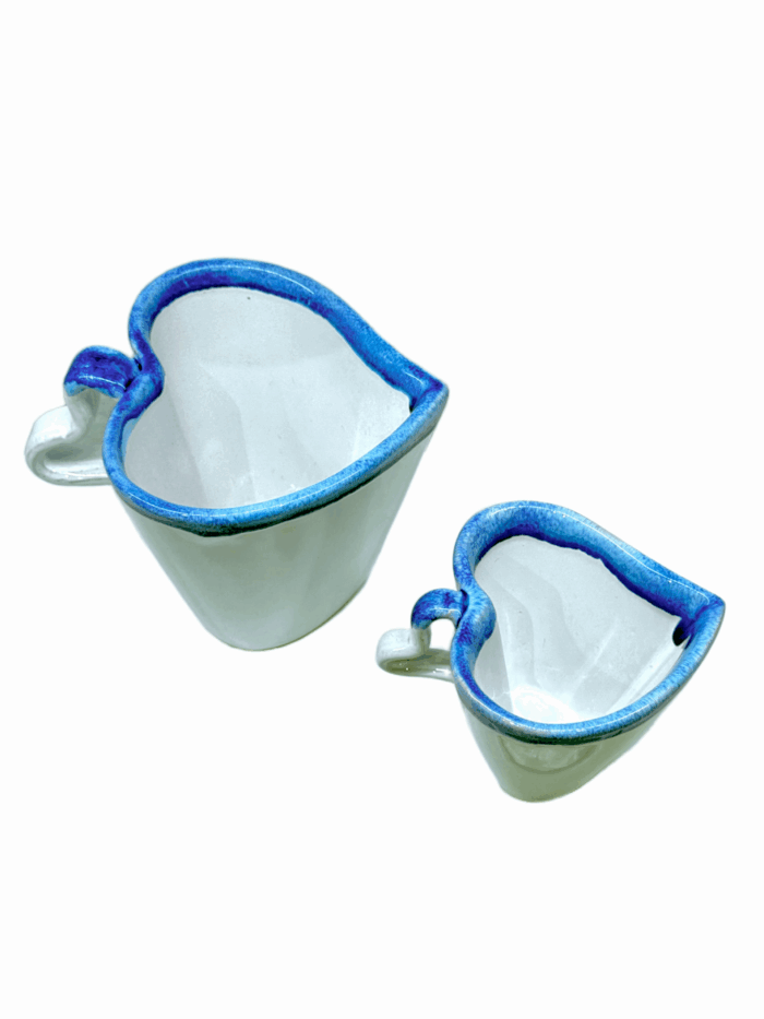 HEART CERAMIC SMALL  MUG - WHITE & BLUE - Image 4