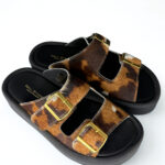 COW PRINT DOUBLE STRAP SANDALS