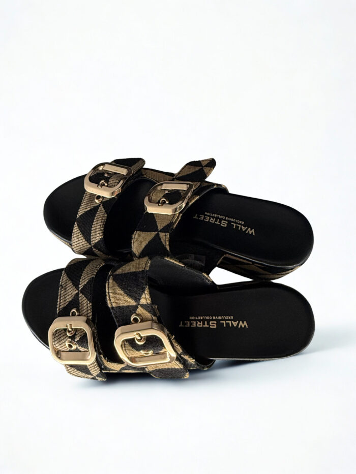 BLACK & GOLD PLATFORM SANDALS - Image 2