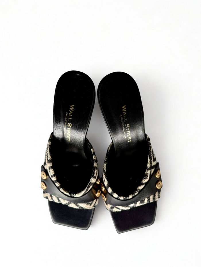 BLACK & WHITE HEEL MULES - Image 3