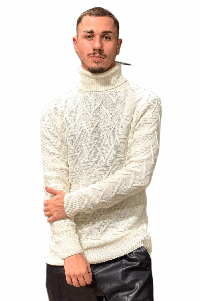 WHITE KNITTED TURTLENECK - Image 1