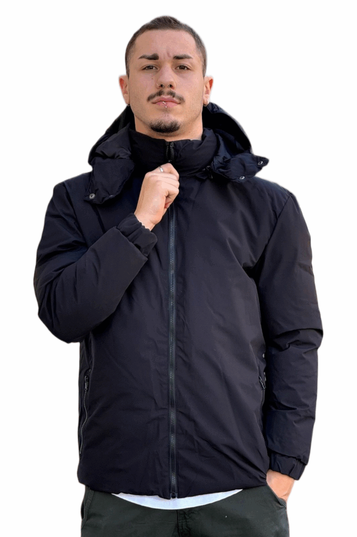 BLACK HOODED JACKET - Image 1