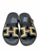 BLACK RAFFIA SANDALS - Image 2