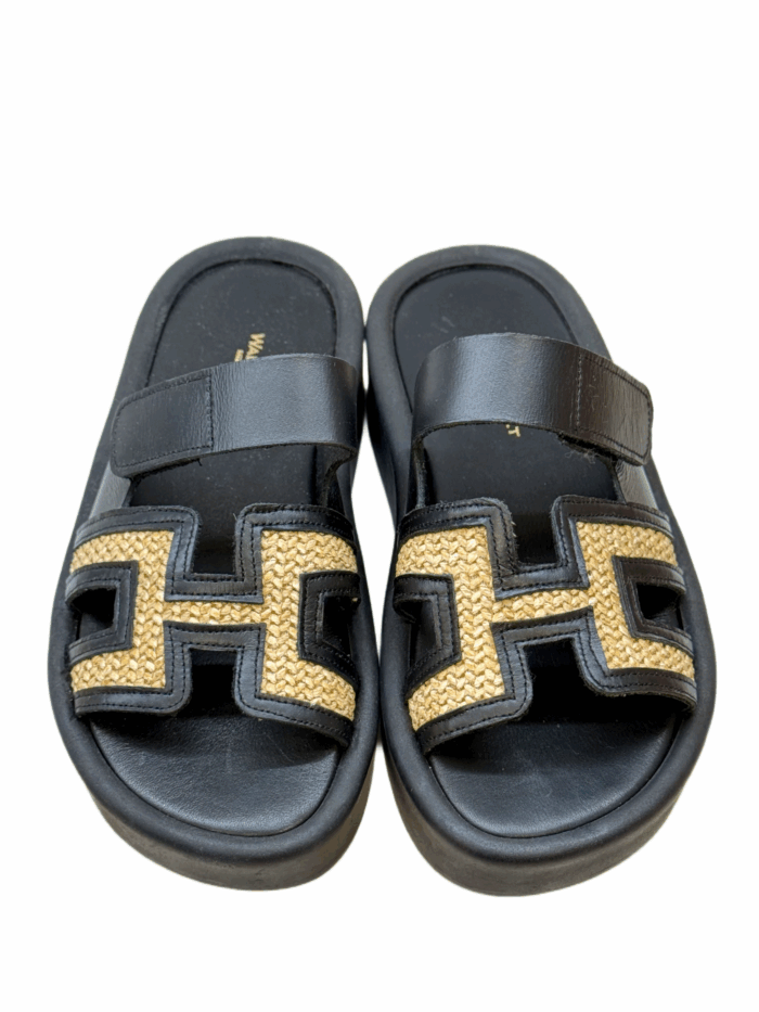 BLACK RAFFIA SANDALS - Image 2