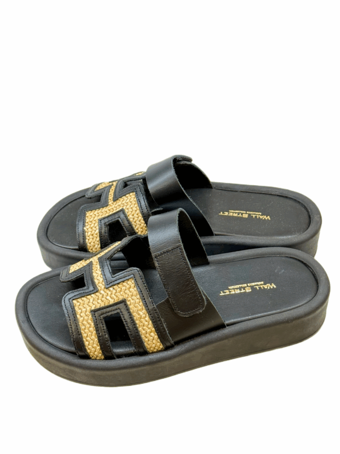 BLACK RAFFIA SANDALS - Image 3