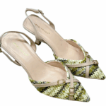 WOVEN STRAW SLINGBACK HEELS WITH BUCKLES