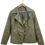 KHAKI LEATHER-LOOK JACKET
