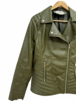 KHAKI LEATHER-LOOK JACKET - Image 2