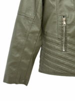 KHAKI LEATHER-LOOK JACKET - Image 3