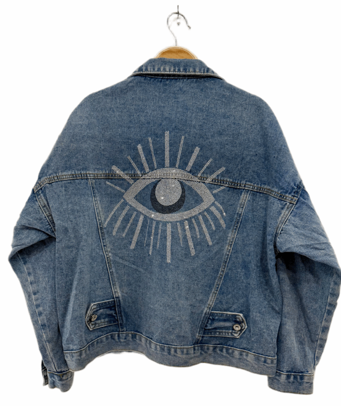 DENIM JACKET WITH CRYSTAL EYE DETAIL - Image 1