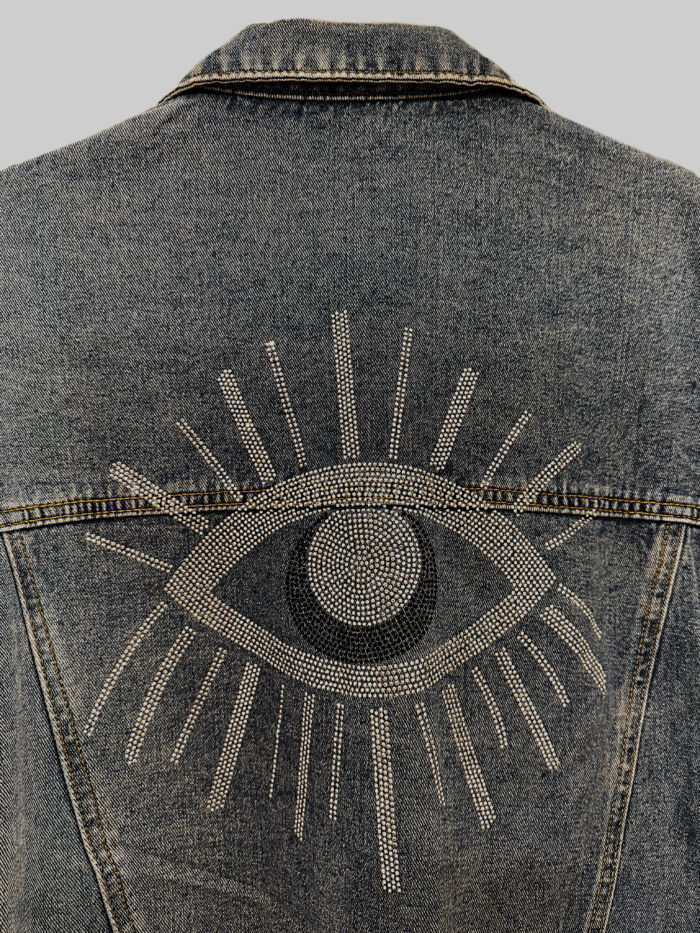 DENIM JACKET WITH CRYSTAL EYE DETAIL - Image 4