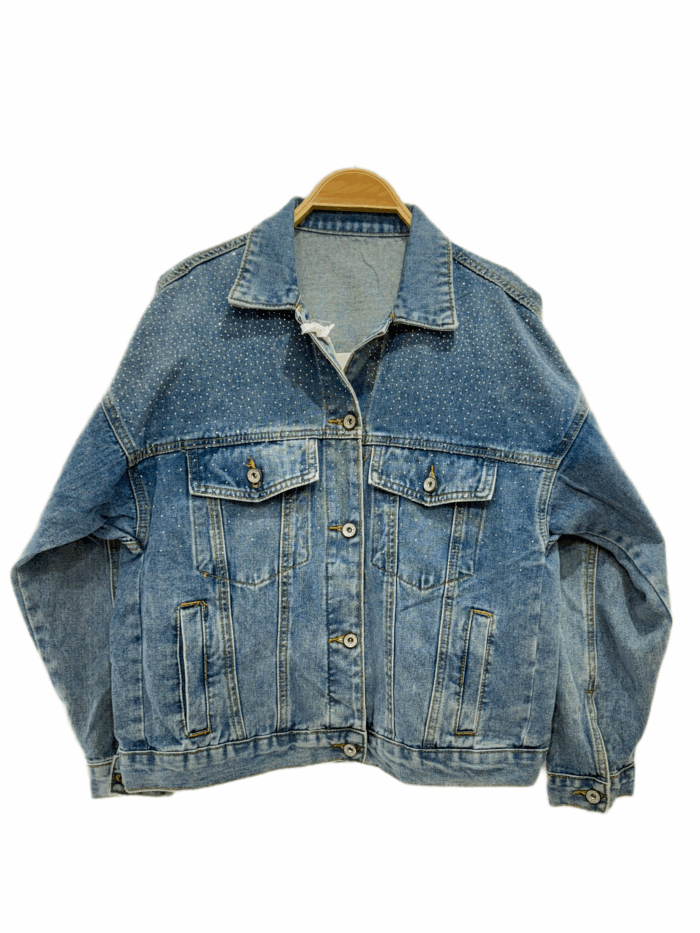 DENIM JACKET WITH CRYSTAL EYE DETAIL - Image 2