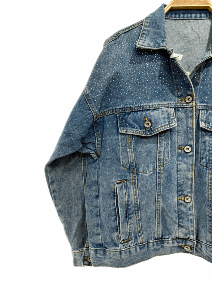 DENIM JACKET WITH CRYSTAL EYE DETAIL - Image 3