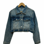 CROPPED DENIM JACKET WITH RHINESTONES