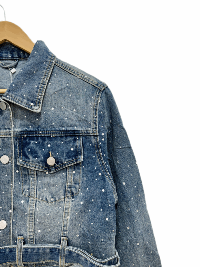 CROPPED DENIM JACKET WITH RHINESTONES - Image 3