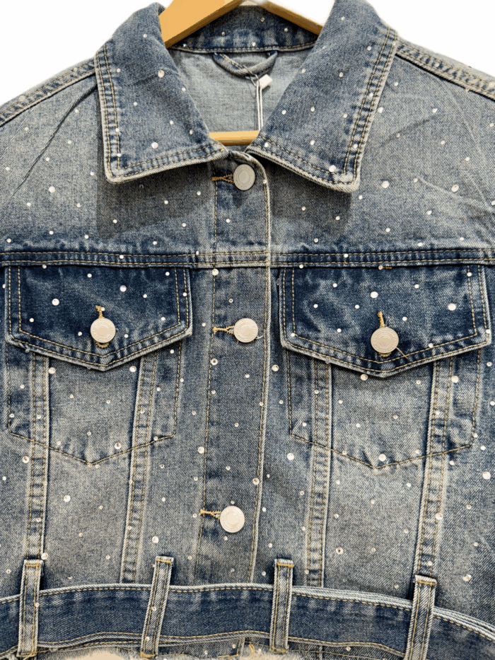 CROPPED DENIM JACKET WITH RHINESTONES - Image 4