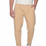 BEIGE ELASTIC WAIST TROUSERS