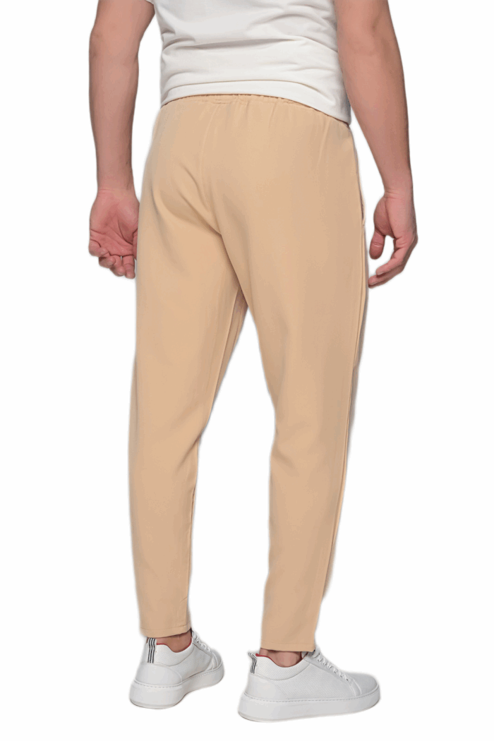 BEIGE ELASTIC WAIST TROUSERS - Image 4