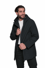 BLACK HOODED WINTER JACKET - Image 3