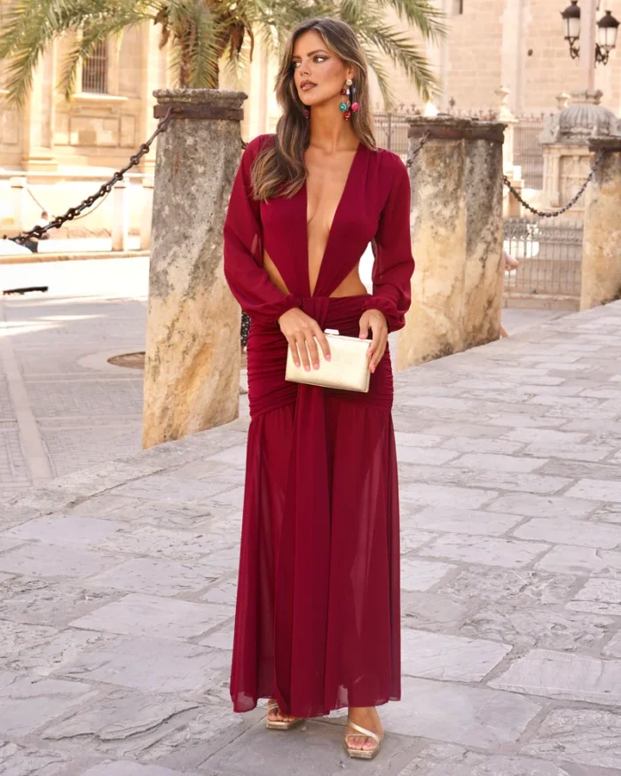BROWN OPEN-BACK MAXI DRESS - Image 5