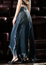 ASYMMETRICAL LONG DENIM SKIRT - Image 3