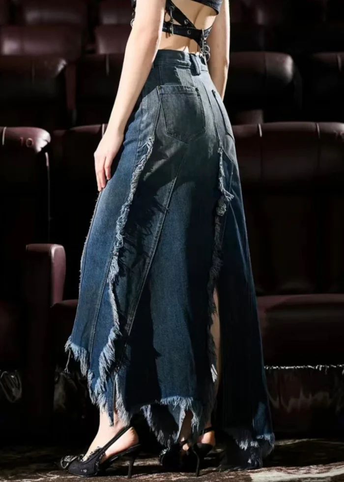 ASYMMETRICAL LONG DENIM SKIRT - Image 3