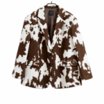 COW PRINT BLAZER – DARK BROWN (OVERSIZED)