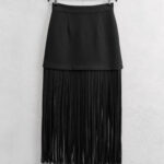 FRINGE SKIRT IN BLACK SHADE