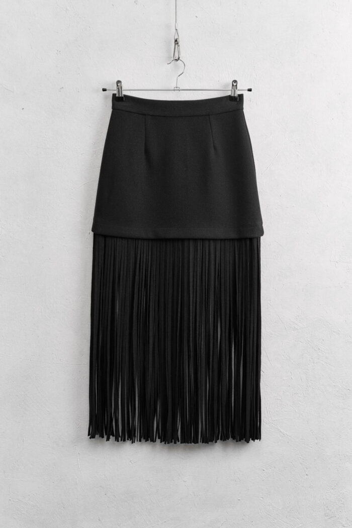 FRINGE SKIRT IN BLACK SHADE - Image 1