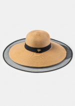 BROWN STRAW HAT W/ BLACK DETAILS