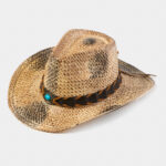 COWBOY STYLE HAT W/ BRAIDED HATBAND