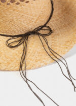 NATURAL RAFFIA COWBOY STYLE HAT BLUE STONES - Image 4
