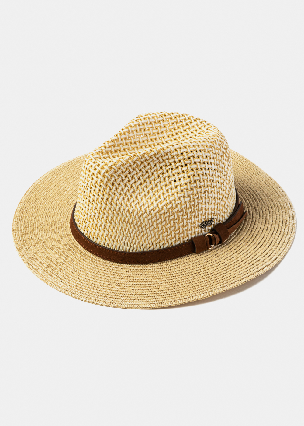 _17A3867-1000x1400 MIXED BEIGE PANAMA STYLE HAT W/ LEATHER BELT - Image 1