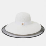 WHITE STRAW HAT BLACK DETAILS