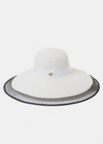 WHITE STRAW HAT BLACK DETAILS
