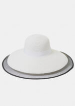 WHITE STRAW HAT BLACK DETAILS - Image 2